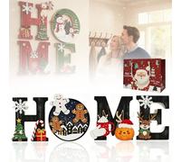 NNBWLMAEE Heritage Holiday Home Sign, 4 Pcs Winter Wood Home Sign, Winter Rustic Theme Holiday Christmas Art Wall Decor, Christmas Wall Decor, for Living Room Shelf Mantel Windowsill (B)