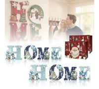 NNBWLMAEE Heritage Holiday Home Sign, 4 Pcs Winter Wood Home Sign, Winter Rustic Theme Holiday Christmas Art Wall Decor, Christmas Wall Decor, for Living Room Shelf Mantel Windowsill (2C)