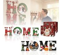 NNBWLMAEE Heritage Holiday Home Sign, 4 Pcs Winter Wood Home Sign, Winter Rustic Theme Holiday Christmas Art Wall Decor, Christmas Wall Decor, for Living Room Shelf Mantel Windowsill (A+B)