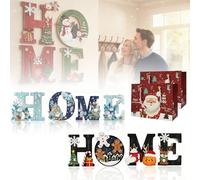 NNBWLMAEE Heritage Holiday Home Sign, 4 Pcs Winter Wood Home Sign, Winter Rustic Theme Holiday Christmas Art Wall Decor, Christmas Wall Decor, for Living Room Shelf Mantel Windowsill (B+C)