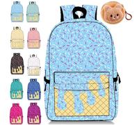 NNBWLMAEE Ice Cream Drip Backpack for Boys Girls, Icecream Drip Backpack, Kawaii Shoulder Bagpacks, Laptop Shoulder Bag with Side Pockets Large Capacity (J)