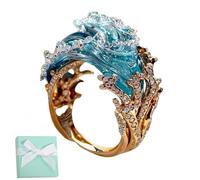 NNBWLMAEE Juego de joyas de plata de ley S925 con diseño de juramento del océano, pendientes ajustables de plata y oro, collar, anillo, pulsera, conjunto de joyas de la serie Ocean para mujeres y