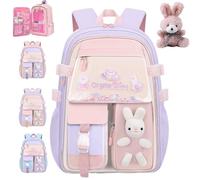 NNBWLMAEE Kawaii Bunny Girls Backpacks for Elementary School Bags, Quicksand Fridge Door Children's Backpacks, Bad Bunny Backpack for Girls, Large Capacity Waterproof, Back to School (Purple,S)