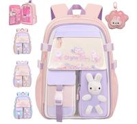 NNBWLMAEE Kawaii Bunny Girls Backpacks for Elementary School Bags, Quicksand Fridge Door Children's Backpacks, Bad Bunny Backpack for Girls, Large Capacity Waterproof, Back to School (Pink,S)