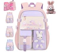 NNBWLMAEE Kawaii Bunny Girls Backpacks for Elementary School Bags, Quicksand Fridge Door Children's Backpacks, Bad Bunny Backpack for Girls, Large Capacity Waterproof, Back to School (Pink,L)