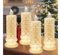 NNBWLMAEE LED Crystal Candle Lights, 2025 New Realistic Rose Shadow LED Flameless Candles, Romantic Flickering Battery Operated Candles, for Valentines Anniversary Wedding Christmas Decorations (4A)