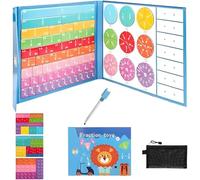 NNBWLMAEE Libro De Demostración De Fracciones Magnéticas, Fichas Magnéticas Educativas De Fracciones, Rompecabezas Y Círculos De Fracciones Magnéticass, Juego De Bloques De Construcción (C)