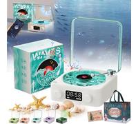 NNBWLMAEE Lumena Lamp Record Player, Aquavinyl Waves Mini Speaker, The Waves Vintage Vinyl Record Player, 4 Modes, 5 Colors with Adjustable Ambient Lighting-Christmas Gifts (Blue)