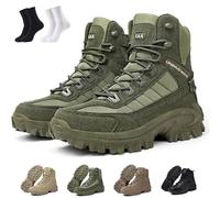 NNBWLMAEE Luxsines Leather Boots, Luxsines Mens Orthopedic Support Anti-Puncture Work Boots, Waterproof Anti-Sprain Hiking Boot, Outdoor Lightweight Tactical Boot, Combat Shoes for Hiking (Green,32)