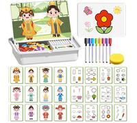 NNBWLMAEE Magnetic Puzzles Face Dress Up, Magnetic Funny Face Puzzle Toy Drawing Board, Double Side Preschool Educational Learning Toy, For Home Airplane Travel Car Trip Boys Girls Age 3-6 (E)