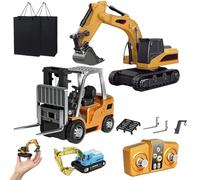 NNBWLMAEE Microcrew Mini RC Construction Series, Pocket Dump,Excavator & Forklift Set, 1/64 Remote Control Construction Vehicles, Truck Gift for Kids and Collectors (2PCS-2)