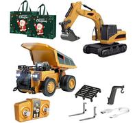 NNBWLMAEE Mini RC Construction Series, Remote Control Dump Truck, App Control 1/64 Mini RCS Constructions Crane Forklift Trucks, RC Construction Vehicle Set, Toy for Adult Kid (D)