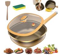 NNBWLMAEE Multi-Purpose Deep Saute Pan with Steamer Basket, 12in Titanium Alloy Non-Stick Pot with Lid, Deep Skillet 30 X 10 Cm, for Frying Stir-Frying Stewing Cooking Methods (No Steamer)
