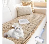 NNBWLMAEE Pawcarts Couch Cover, Non-Slip Washable Couches Covers for Pets, New Thick Sofa Covers Washable, Ultra-Soft Fluffy Plush, All Seasons, for Living Room Decor (Coffee,23.6 * 23.6in)