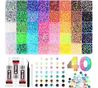 NNBWLMAEE Premium Resin Jelly Rhinestones for Bedazzling, DIY Rhinestone Kit with 3mm Flatback Gems and Glue, Colorful Bedazzler Kit for Kids Crafts Nail Art Diamond Painting Books Decor (B1)