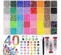 NNBWLMAEE Premium Resin Jelly Rhinestones for Bedazzling, DIY Rhinestone Kit with 3mm Flatback Gems and Glue, Colorful Bedazzler Kit for Kids Crafts Nail Art Diamond Painting Books Decor (A1)