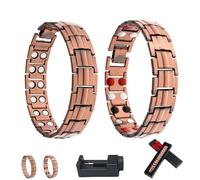 NNBWLMAEE Pulsera magnética de cobre ultrarresistente, potentes pulseras magnéticas de cobre, brazalete ajustable con imanes ultrarresistentes, para hombre y mujer (2 Mix)