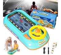 NNBWLMAEE Race Adventure Car Steering Wheel Toy, Musical Steering Wheel Car Games, Racing Adventure Cars Steering Wheel Toy for Boys 3+, Birthday, with Sounds for Kids (Green)