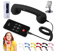 NNBWLMAEE Retro Phone Handset, Vintage Wired Handheld Cell Phone Receiver with Microphone, Bluetooth/Type-C Retro Telephone Style Landline Handle Receiver Cell Mobile Phones (Type-C,Black)