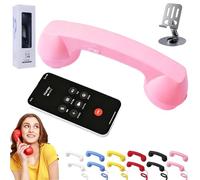 NNBWLMAEE Retro Phone Handset, Vintage Wired Handheld Cell Phone Receiver with Microphone, Bluetooth/Type-C Retro Telephone Style Landline Handle Receiver Cell Mobile Phones (Bluetooth,Pink)
