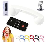 NNBWLMAEE Retro Phone Handset, Vintage Wired Handheld Cell Phone Receiver with Microphone, Bluetooth/Type-C Retro Telephone Style Landline Handle Receiver Cell Mobile Phones (Bluetooth,White)