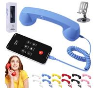 NNBWLMAEE Retro Phone Handset, Vintage Wired Handheld Cell Phone Receiver with Microphone, Bluetooth/Type-C Retro Telephone Style Landline Handle Receiver Cell Mobile Phones (Type-C,Blue)