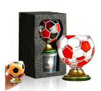 NNBWLMAEE Soccer Ball Shaped Rotating Drinking Glass Cup, 10oz/300ml Soccer Trophy Beer Glass with Gold Base, Football Glasses for Beer & Cocktails, Game Day Drinkware, Gift for Soccers Fans (A-1)