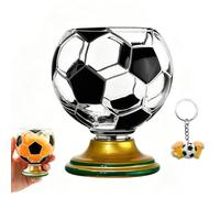 NNBWLMAEE Soccer Ball Shaped Rotating Drinking Glass Cup, 10oz/300ml Soccer Trophy Beer Glass with Gold Base, Football Glasses for Beer & Cocktails, Game Day Drinkware, Gift for Soccers Fans (F-1)