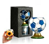 NNBWLMAEE Soccer Ball Shaped Rotating Drinking Glass Cup, 10oz/300ml Soccer Trophy Beer Glass with Gold Base, Football Glasses for Beer & Cocktails, Game Day Drinkware, Gift for Soccers Fans (D-1)