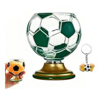 NNBWLMAEE Soccer Ball Shaped Rotating Drinking Glass Cup, 10oz/300ml Soccer Trophy Beer Glass with Gold Base, Football Glasses for Beer & Cocktails, Game Day Drinkware, Gift for Soccers Fans (G-1)