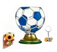 NNBWLMAEE Soccer Ball Shaped Rotating Drinking Glass Cup, 10oz/300ml Soccer Trophy Beer Glass with Gold Base, Football Glasses for Beer & Cocktails, Game Day Drinkware, Gift for Soccers Fans (H-1)