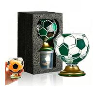 NNBWLMAEE Soccer Ball Shaped Rotating Drinking Glass Cup, 10oz/300ml Soccer Trophy Beer Glass with Gold Base, Football Glasses for Beer & Cocktails, Game Day Drinkware, Gift for Soccers Fans (C-1)