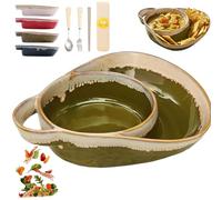 NNBWLMAEE Soup and Sandwich Bowl, Ceramic Soup and Sandwich Plate with Handle, Soups And Sandwichs Plate Combo, Heat-Resistant Fan Shape Ceramic Split Cereal Bowl, for Dessert, Fruit, Salad (C)