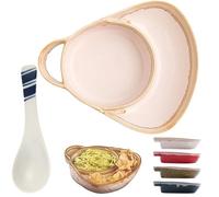 NNBWLMAEE Soup and Sandwich Bowl, Retro Ceramic Soup Bowls with Handles, Ceramic Soups and Sandwich Plate with Handle, Cereal Bowls Dishwasher & Microwave Safe for Soup, Salad, Fruit (Apricot)