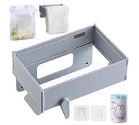 NNBWLMAEE Space-Saving Foldable Trash Bag Holder, Magnetic Closure Waste Bag Hanger Racks, Multifunctional Portable Hanging Trashs Holder, for Kitchen Cabinet, Toilets, Table Sides (Gray)