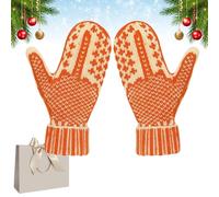 NNBWLMAEE The Naughty List Mittens, Cozy Knit with a Hidden Attitude, Hand Knitted Hidden Middle Finger Gloves, for Dog Walking Hiking Sports Snow Running Camping Outdoor (1pc)