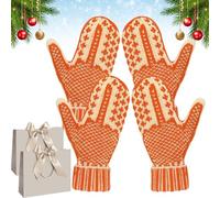 NNBWLMAEE The Naughty List Mittens, Cozy Knit with a Hidden Attitude, Hand Knitted Hidden Middle Finger Gloves, for Dog Walking Hiking Sports Snow Running Camping Outdoor (2pcs)