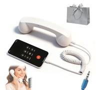 NNBWLMAEE Type-C Retro Telephone Style Landline Handle Receiver, Vintage Wired Handheld Cell Phone Receiver with Microphone, Vintage Old School Telephone Handset, for iPhone & Android (3.5mm,White)
