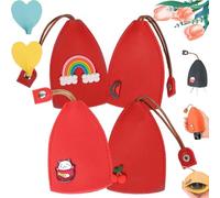 NNBWLMAEE Winkkey - Personalized Protective Pull out Key Case, WinkKey - Protective Pull out Key Case, Winkkey Key Holder, Creative Pull out Cute Large Capacity Car Key Case (4PCS-Red)