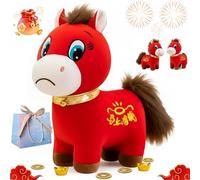 NNBWLMAEE Year of The Horse 2026 Plush, 7.87in Funny Smiling/Crying Horse Plushie Figurine, Lucky Chinese Lunar New Year Mascot Zodiac Ornament, for Home Tabletop Office Decor (Sad,9.84in)