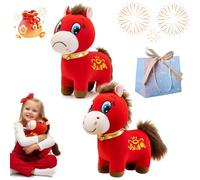 NNBWLMAEE Year of The Horse 2026 Plush, 7.87in Funny Smiling/Crying Horse Plushie Figurine, Lucky Chinese Lunar New Year Mascot Zodiac Ornament, for Home Tabletop Office Decor (Mix,9.84in)