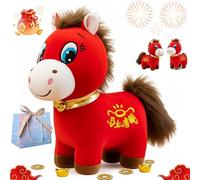NNBWLMAEE Year of The Horse 2026 Plush, 7.87in Funny Smiling/Crying Horse Plushie Figurine, Lucky Chinese Lunar New Year Mascot Zodiac Ornament, for Home Tabletop Office Decor (Smile,9.84in)