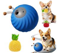 NNBWLMAEE Zoomie Buddy 2.0, 2025 Juguete Interactivo 2 En 1 para Perros, Pelota Y Comedero con Funda De Felpa De Frutas, para Mantener A Tu Perro Ocupado, Recargable por USB (Blue+C)