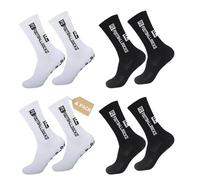 Nnicorns 4 pares de calcetines antideslizantes para hombre y mujer, calcetines running hombre 39-46, antiolor Grip calcetines antideslizantes fútbol para fútbol baloncesto (2 blanco+2 negro), 2 pares