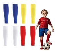 Nnicorns Fútbol Espinilleras Calcetines, Mangas Protectoras de Pantorrillas, Calcetines de Fútbol para Espinilleras, Sin género (FR/ES, Números, 36, 42, Regular, Regular, Blanco+Rojo+Amarillo+Azul)