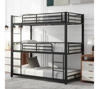 NNJN 90 x 200 cm, estructura de metal, litera, cama de hierro, cama triple para niños, adolescentes y adultos, color negro