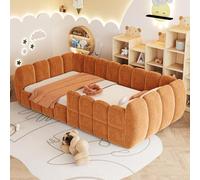 NNJN Cama de suelo acolchada para niños, funda de terciopelo, diseño completamente cerrado, esquinas redondeadas, adecuada para habitaciones de niños, niños pequeños y adolescentes (sin colchón