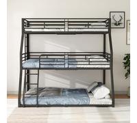 NNJN Litera, 90 x 200 cm, 120 x 200 cm y 140 x 200 cm, estructura de cama de metal, cama de hierro, cama triple, para niños, adolescentes y adultos, sin colchón, negro