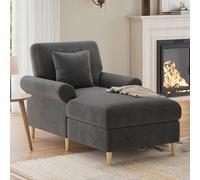 NNJN Sillón de terciopelo con cojín, cómodo sillón acolchado para juegos, dormir y leer, sillón de relax ergonómico para el salón, moderno sillón con gran comodidad (gris)