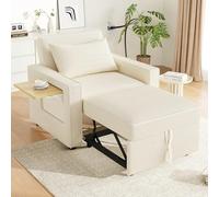 NNJN Sofá cama plegable multifuncional con puerto de carga USB y soporte para teléfono móvil, 1 plaza, sofá cama convertible, ahorra espacio para salón y dormitorio, tela de pana (beige)